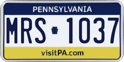 PA license plate MRS1037