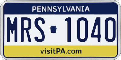 PA license plate MRS1040