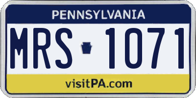 PA license plate MRS1071