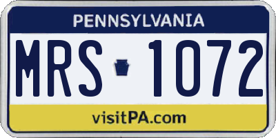 PA license plate MRS1072