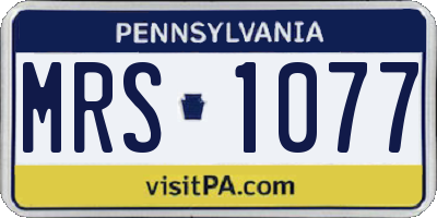 PA license plate MRS1077