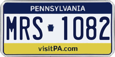 PA license plate MRS1082