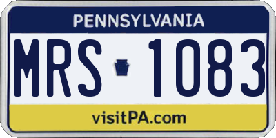 PA license plate MRS1083