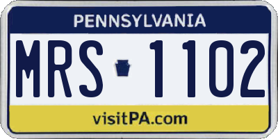 PA license plate MRS1102