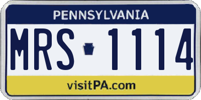 PA license plate MRS1114