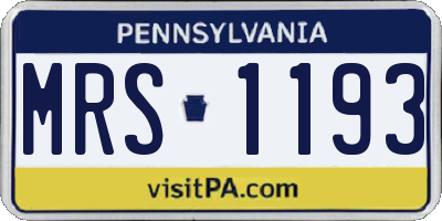 PA license plate MRS1193