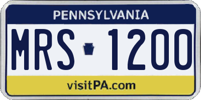 PA license plate MRS1200