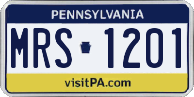 PA license plate MRS1201