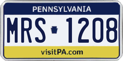 PA license plate MRS1208