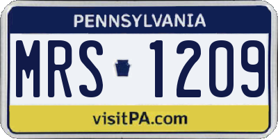 PA license plate MRS1209