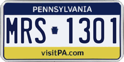 PA license plate MRS1301
