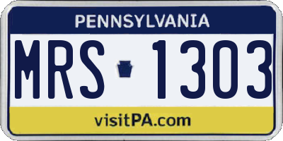 PA license plate MRS1303