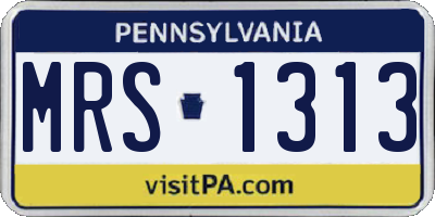 PA license plate MRS1313