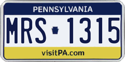 PA license plate MRS1315