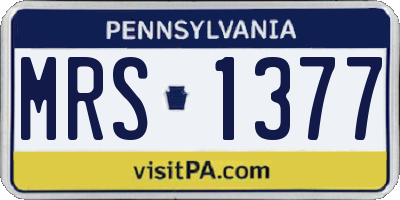 PA license plate MRS1377