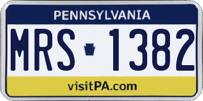 PA license plate MRS1382