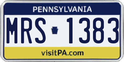 PA license plate MRS1383