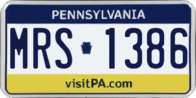 PA license plate MRS1386