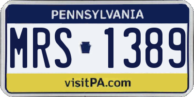 PA license plate MRS1389