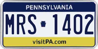 PA license plate MRS1402