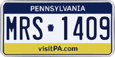 PA license plate MRS1409