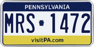 PA license plate MRS1472