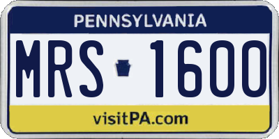 PA license plate MRS1600