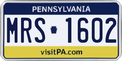 PA license plate MRS1602