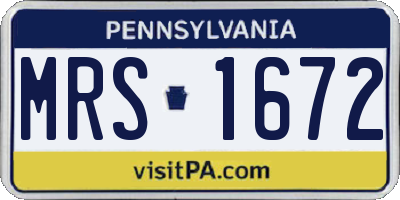 PA license plate MRS1672