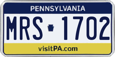 PA license plate MRS1702