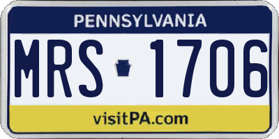 PA license plate MRS1706