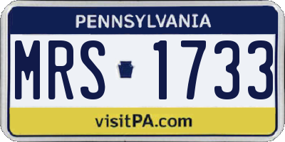 PA license plate MRS1733