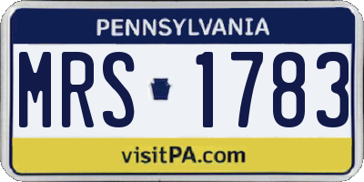 PA license plate MRS1783