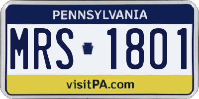 PA license plate MRS1801
