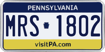 PA license plate MRS1802