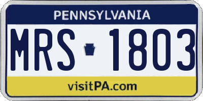 PA license plate MRS1803