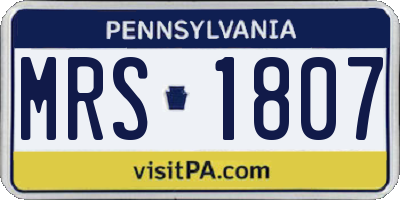 PA license plate MRS1807