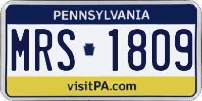 PA license plate MRS1809