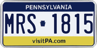 PA license plate MRS1815