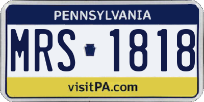 PA license plate MRS1818