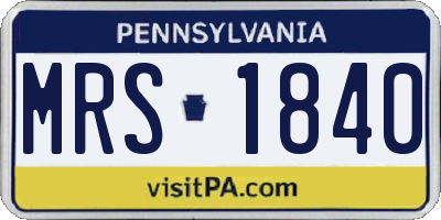 PA license plate MRS1840