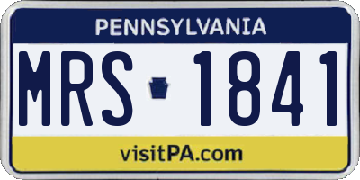 PA license plate MRS1841