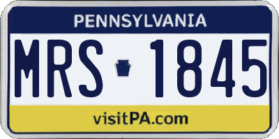 PA license plate MRS1845