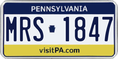PA license plate MRS1847