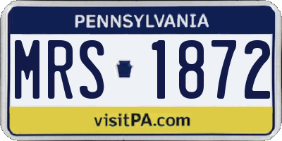 PA license plate MRS1872
