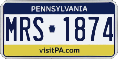 PA license plate MRS1874