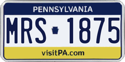 PA license plate MRS1875