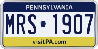 PA license plate MRS1907