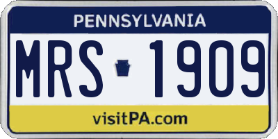 PA license plate MRS1909