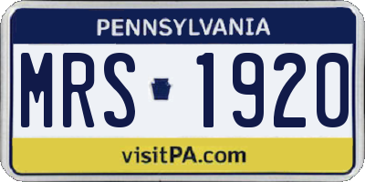 PA license plate MRS1920